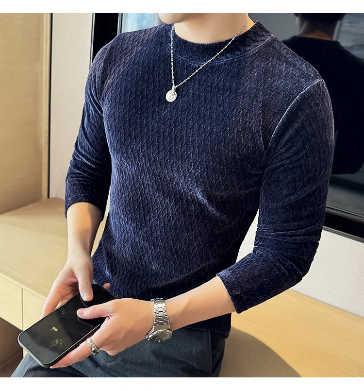 Skatercore Graphic tee – Autumn Winter Semi Turtleneck Stretch Slim Fit Long Sleeve T
