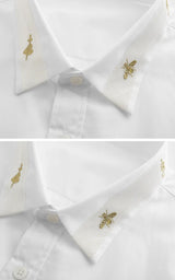 New 2022 Luxury Men Classic Embroidered bee Snake UFO Fashion Cotton Casual Shirts Shirt High Quality Short Sleeves A71