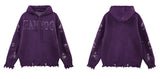 fashion ripped letter knitted hooded sweater unisex hoodies ripped bottom holes knit pullover streetwear loose sweaters clothing - 2025 streetwear drop, graphic printed hoodie for men and women, trendy hip hop fashion hoodie