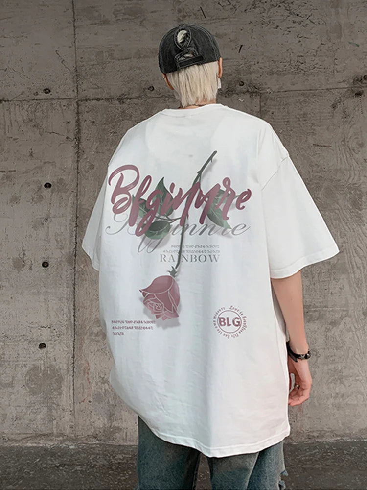 Gothic Tribal flames – Gothic Rose Graphic Tee Shirts Hombre Fashion Cotton