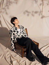 24ss New Retro Vintage Digital direct spray cherry print High-Street Casual long sleeved shirt