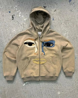 Fashionable Cartoon Embroidered Oversized Cardigan Jacket Women Y2K Ha