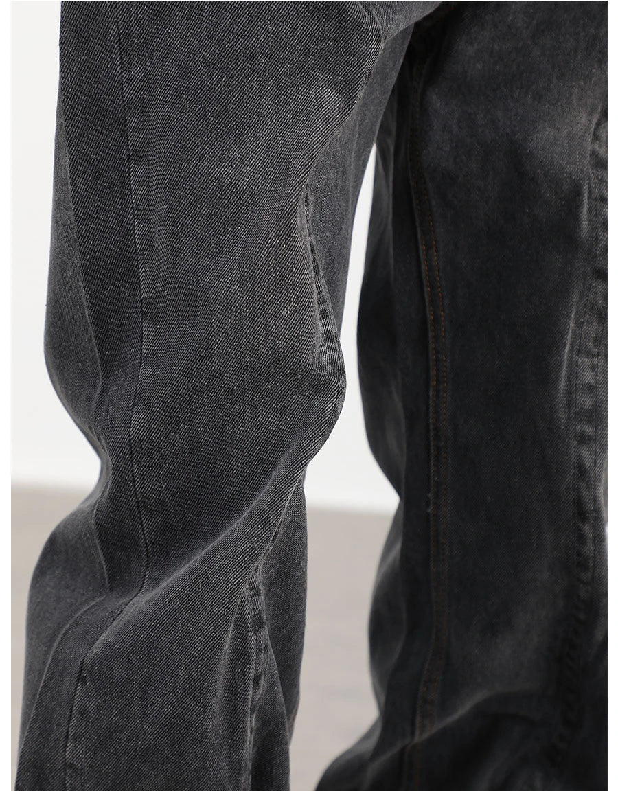contorted fold design denim jean pants men straight biker jeans trousers 2023 fashion motorcycle unisex hip hop pants y2k pants unique jeans style 4184
