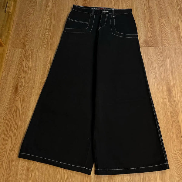 y2k jeans men women high waist wide wexwear graphic embroidered baggy jeans streetweartrouser harajuku black skateboard pants urban skinny jeans