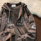 Hoodies Women Retro Harajuku Hip Hop Jacket High Street Zip Up Hoodie