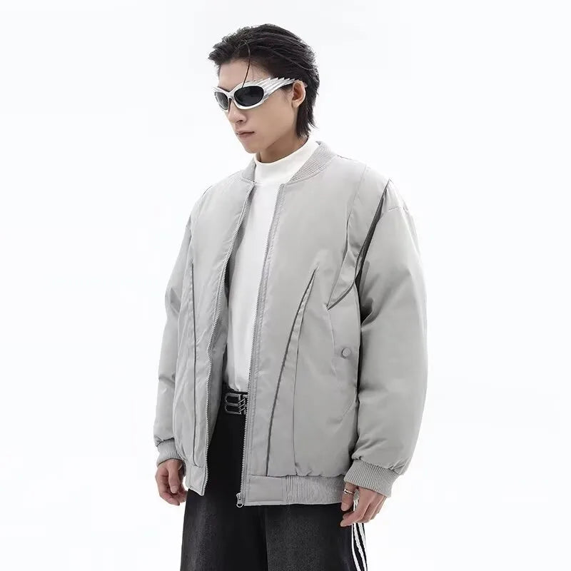 Winter Thickening Flying Baseball Uniform Solid Multi Pocket Simplicity Warm Cotton Jacket 2024 New Streetwear Male Parkas