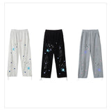 rainbowtouches 2022 unisex pants splash ink print high street drawstring loose casual pants mens straight fashion women pants unique default style 2696