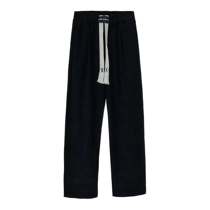 2024 spring and summer mens trousers loose casual fashionable trendy street solid color comfortable drawstring straight pants unique default style 3463