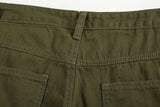 military green cargo jeans pants thin streetwear skinny micro horn ripped jeans hip hop raw edge speckle ink washed slim jeans unique cargo style 3529