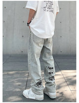 american gothic letter mens baggy jeans y2k retro harajuku straight denim trousers hip hop fashion printed jean man pants unique jeans style 578