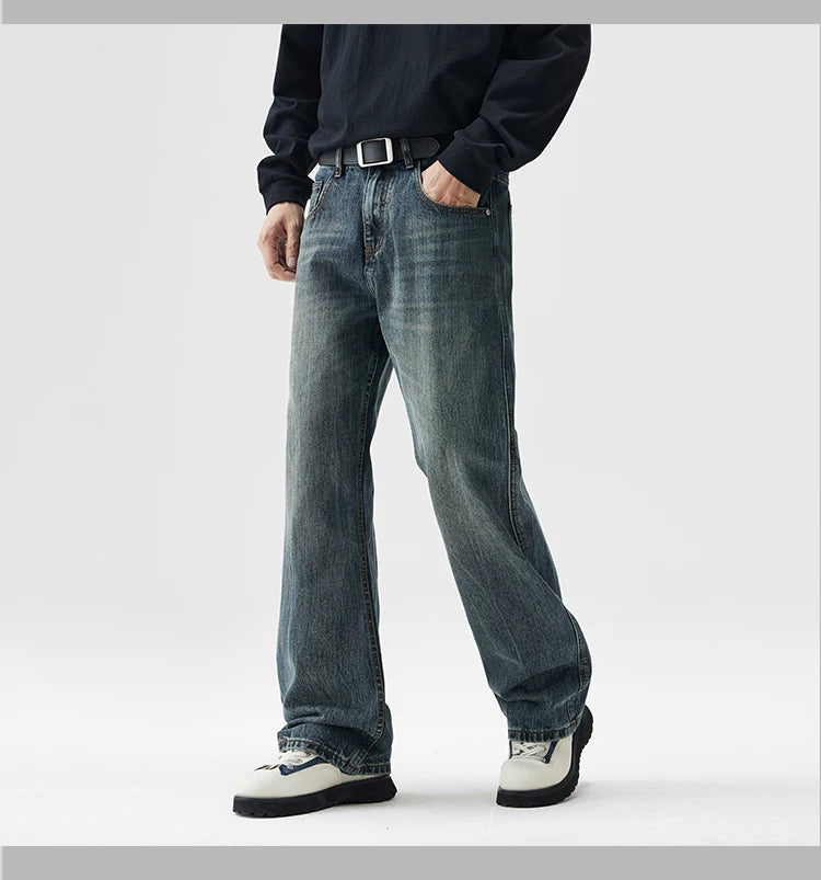 mens plus size retro fashion streetwear loose casual micro flared denim pants jeans cityboy jeans trousers 28 40 unique jeans style 2710