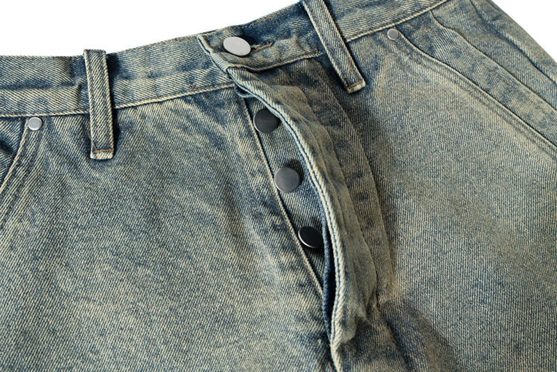 men vintage jeans distressed retro loose straight denim pants 2024 man ro style jeans trousers unique jeans style 716