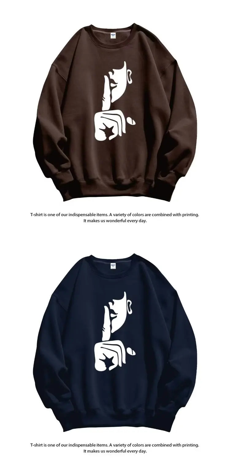 Oversized Loose Printed Sweatshirt Autumn Mens Korean High Quality Top
