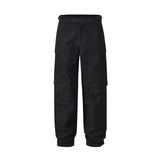 american streetwear zipper cargo straight trousers two different wearing washed detachable multi pocket mens balck tactical pant unique cargo style 1829