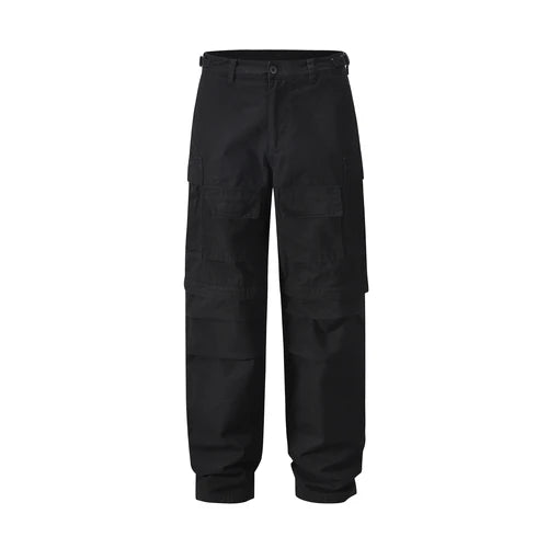 american streetwear zipper cargo straight trousers two different wearing washed detachable multi pocket mens balck tactical pant unique cargo style 1829