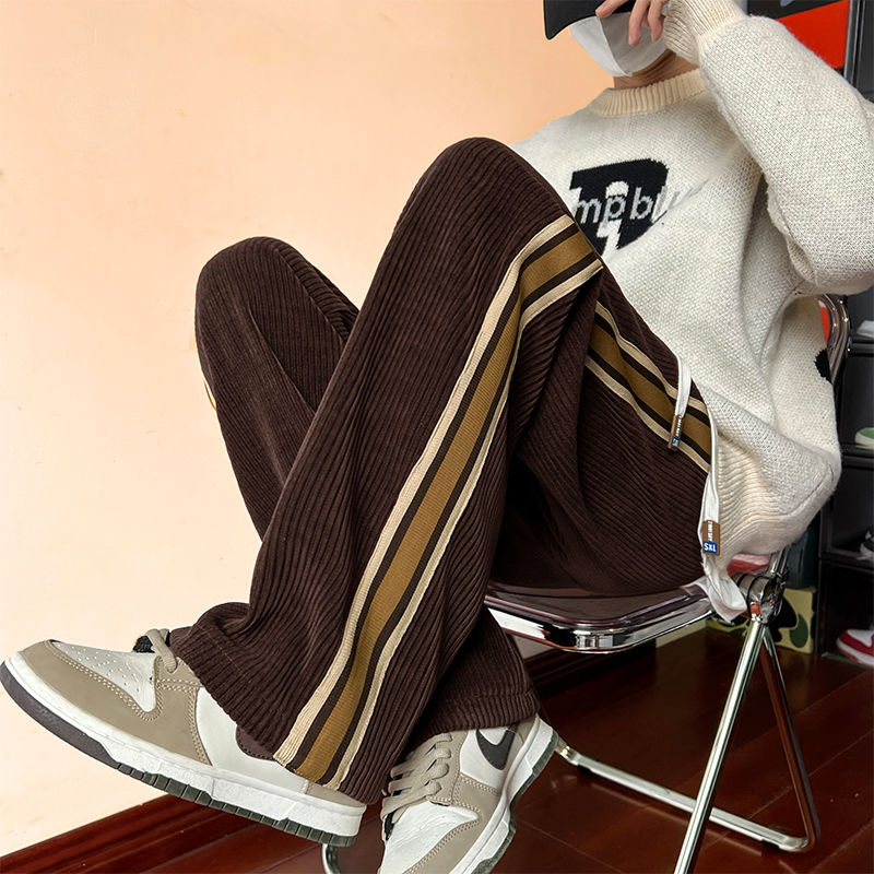 2023 summer new light luxury fashion comfortable casual pants men striped sweatpants casual all match sports pants boutique unique joggers style 4027