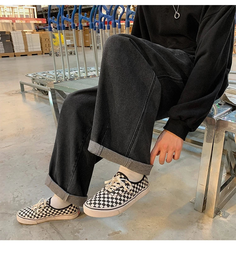 men wide leg jeans loose straight baggy denim pant mens womens streetwear skateboard pants oversized hip hop casual trousers unique jeans style 1108