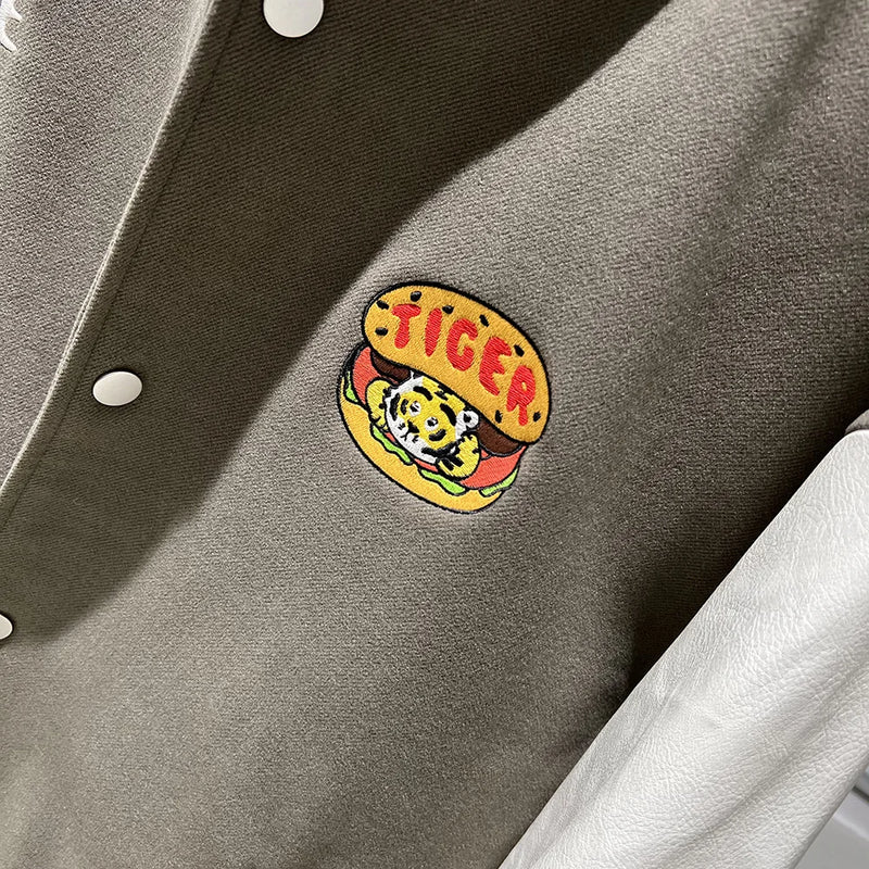 streetwear jacket featuring new luxury 2022 men beige embroidery tiger pu leather varsity coats jackets down coats cotton warm winter thicken a584 design – premium quality jacket for men