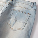 american style high street light blue ripped jeans mens pic slim fit stretch ripped skinny pants unique jeans style 1986