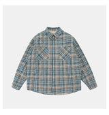 Autumn Winter Men Streetwear Fashion Loose Casual Oversize Plaid Cotton-padded Shirt Style Parkas Jacket Campus Couple Coat