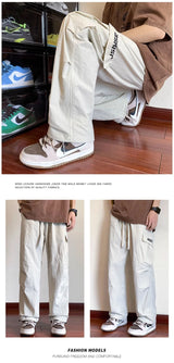 american retro straight leg cargo pants mens baggy casual outdoor gym trousers autumn thin tactical quick dry pantalones hombre unique cargo style 3423