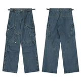 punk rivet denim jeans pants mens 2023 harajuku streetwear bottom zipper cotton casual oversize joggers straight pants trousers unique joggers style 4458