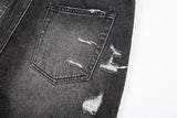 high street black washed straight jeans lowrise hip hop ripped jeans pants for men baggy vintage fashion wide denim pants women unique jeans style 5375