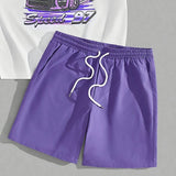 casual summer outfit set car graphic t shirts print shotr pants harajuku tracksuit streetwear purple sweatpants y2k men clothing unique joggers style 4889