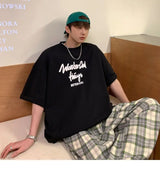 Korean style new Hong Kong style trendy letter printed short-sleeved trend loose and versatile casual couple half-sleeved top