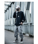 hip hop loose fit elastic waist cargo pants fashion side pocket ankle pants mens new casual drewstring sportwear pants joggers unique joggers style 3761