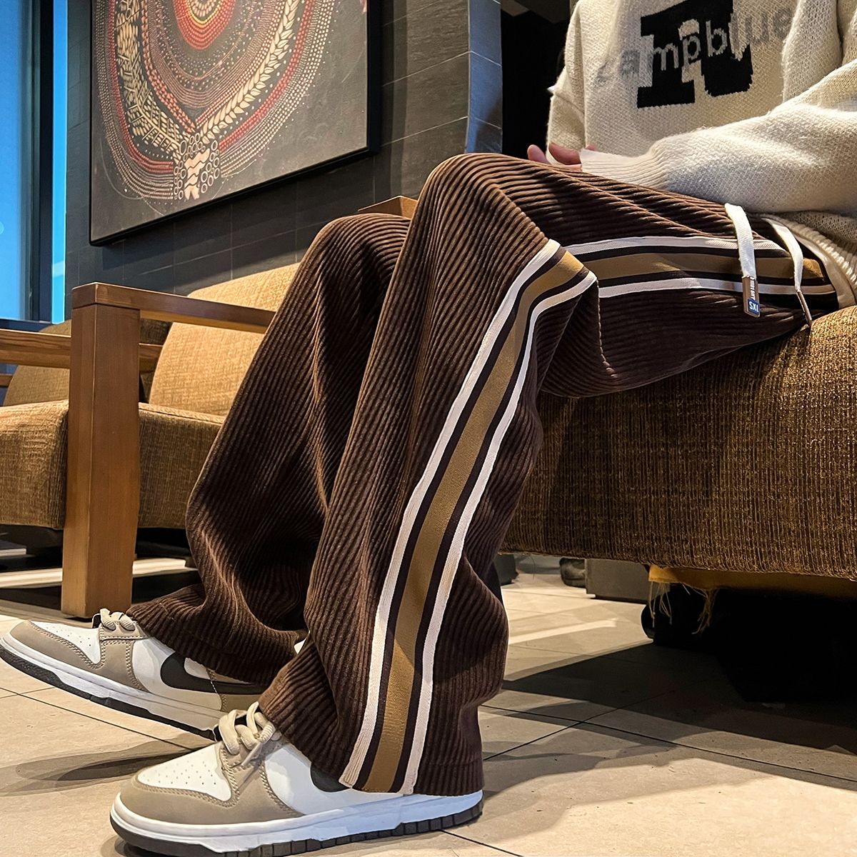 2023 summer new light luxury fashion comfortable casual pants men striped sweatpants casual all match sports pants boutique urban active pants