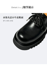 Genuine Leather Increasing Rubber Foam Sole Lightweight Derby Shoes Men Streetwear Fashion Real Cow Leather High Heels Shoes