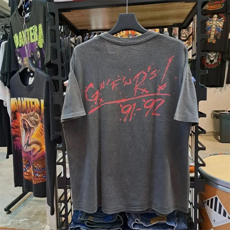 Sadcore Streetwear top – Summer Guns And Roses American Style Vintage High Quality Ca