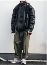 japanese street motorcycle set men thickened stand collar hip hop leather jacket harajuku casual pants 2 pcs bomber suit 2023 unique default style 4896