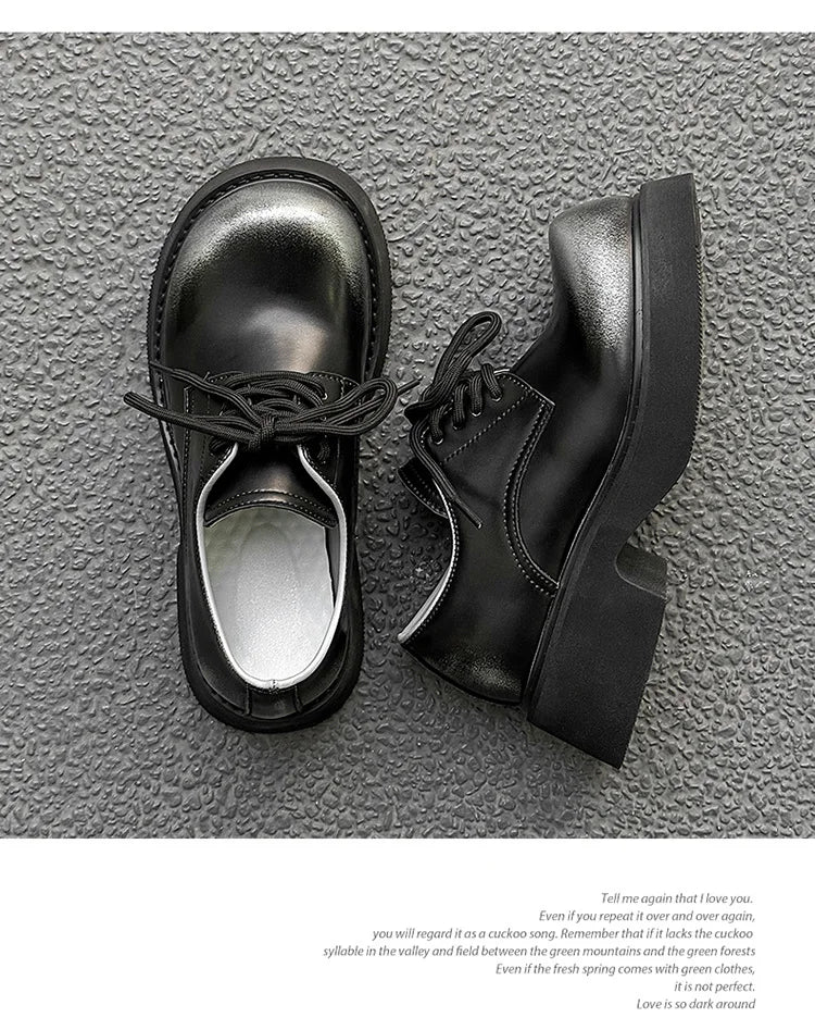 High Street Big Toe Leather Designer Shoes Men Women Streetwear Fashion Hip Hop Vintage Lightweight Casual Increase Derby Shoes