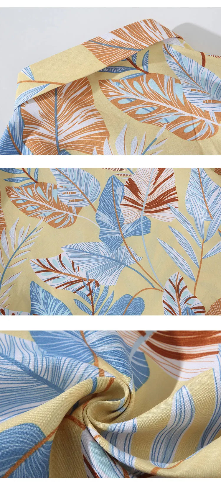 Leaf Pattern Short Sleeve Shirt Fashion Hawaiian Shirt Beach Tops Blouse Men Shirts
