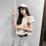 Skatercore Vintage print – New Summer New Pure Cotton Discreet Navel Baring Short Sleev