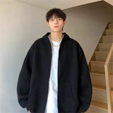 2024 Korean Fashion Pullover – Winter Mens Fleece Zipper Hooded Sweatshirts 2025 New Classic Solid Color Oversized Hoodies Y2K Streetwear Outerwear Tracksuit | Zip Knit Drop #232