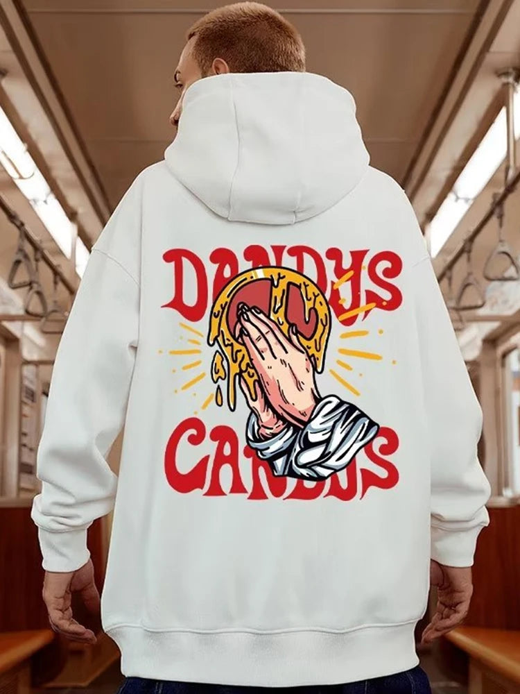 Goth Funny Finger Crossed Graphic Print Men Hoodies Casual Y2K Streetwear