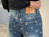 autumn winter new trendy brand jacquard jeans men high street hiphop casual fashion loose denim jeans pants boyfriend trousers unique jeans style 2955