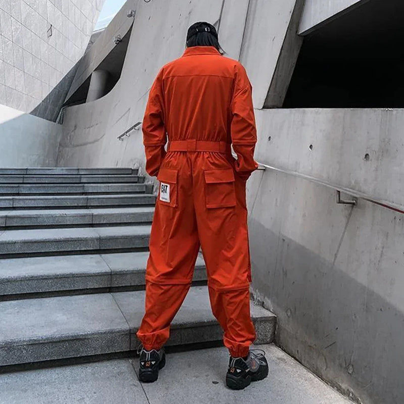 2023 autumn street short sleeve american jumpsuit mens jumpsuit suit motorcycle removable pants hip hop leg pants unique shorts style 4653