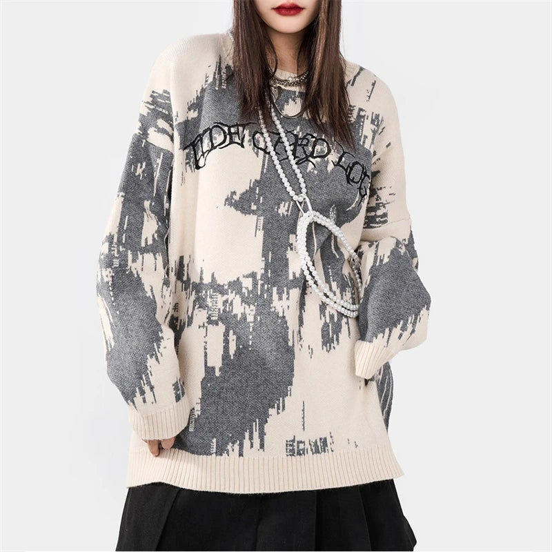 varsity flame pullover for men with bold graphic knit design, perfect for 2025 fashion, street fashion menswear trend for sea