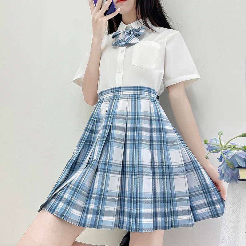 Jk Uniforms Gyaru School Uniform for Girl Student Pleated Skirt Uniform Set Women Short Sleeve Bow Tie Seifuku Japanese Style