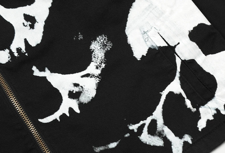 skulls printed harajuku denim jacket and coat mens fashion hip hop full zipper outerwear casual loose streetwear jeans jacket - variant style 1b34a0 for streetwear fashion