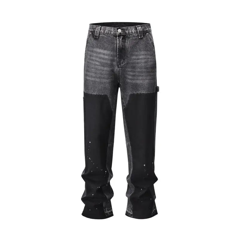 retro washed denim mens jeans pants fashion graffiti patchwork loose biker black jeans streetwear hip hop casual straight pants denim street jeans