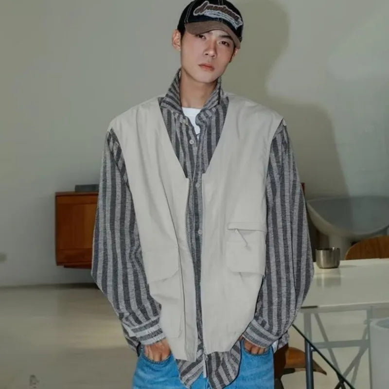 checkered varsity coat, layered streetwear look, trendy