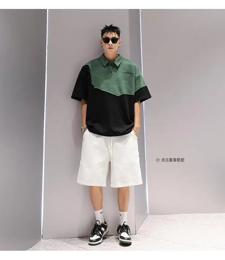 Glitchcore Melting smiley – Summer Street Hip Hop Men And Women Trendy Personality Polo