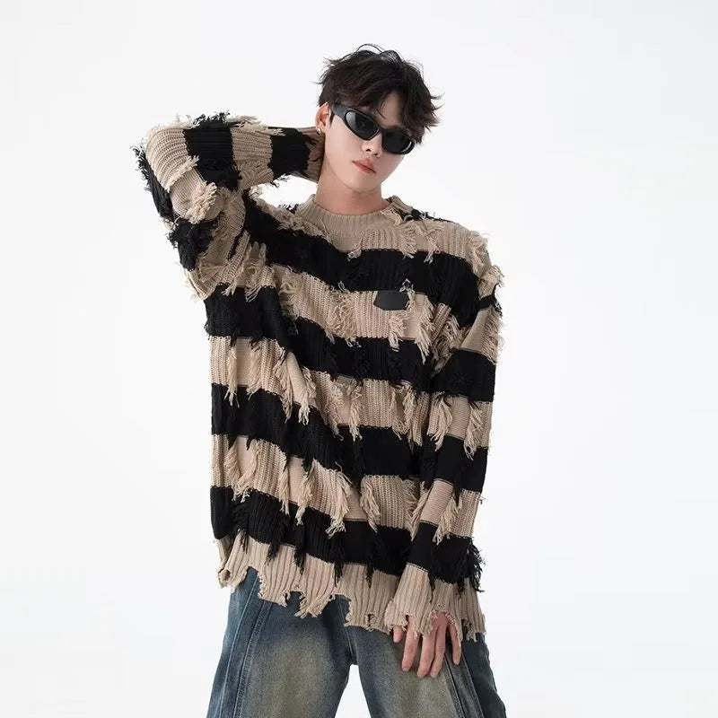 minimalist knit jumper, daily wear essential, trendy urban fashion top for men, layered streetwear look