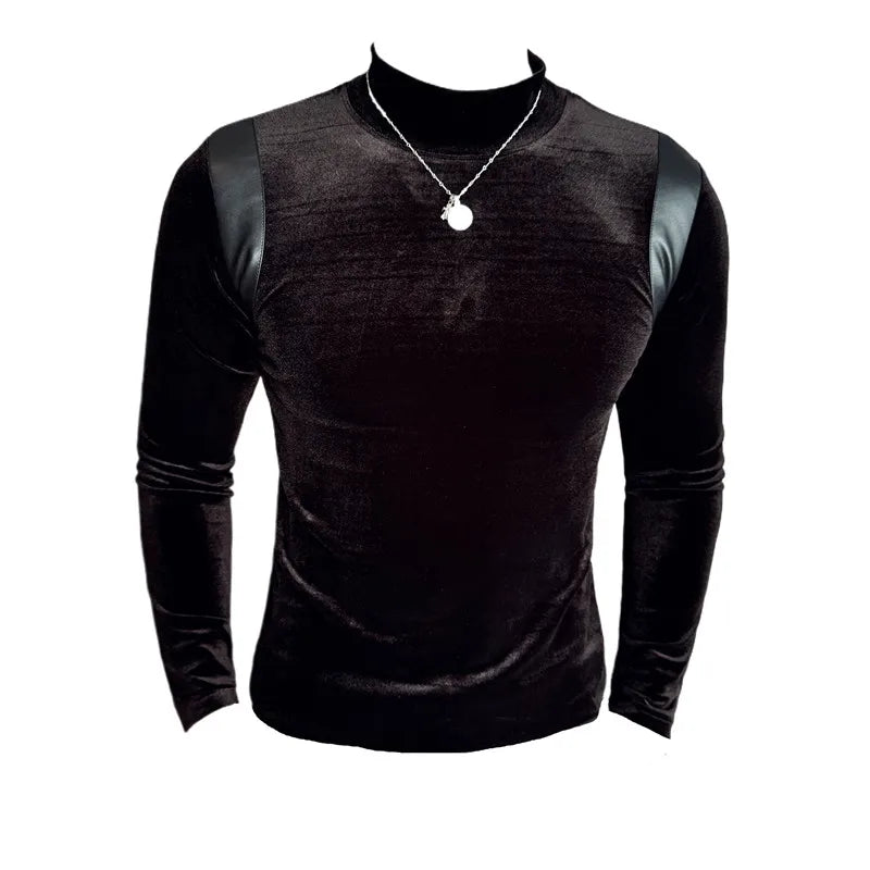 Trapwear Graphic tee – Turtleneck Stretch Slim Fit T Shirt Men Long Sleeve Thicken