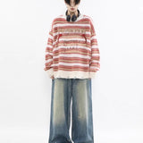 varsity flame knitwear, statement sweater, cozy knitwear for men, oversized grunge aesthetic winter top